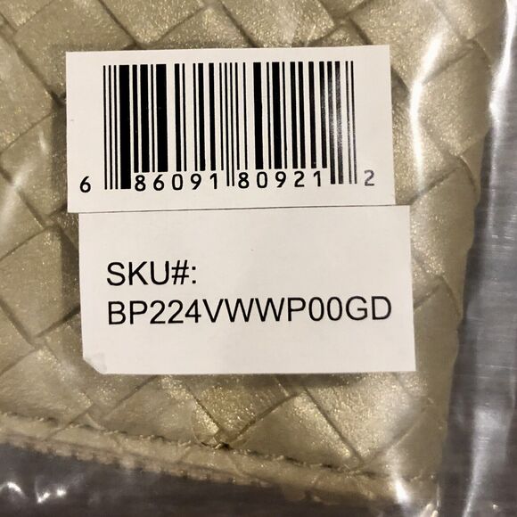 VIRGINIA WOLF Mimi Woven Pouch Metallic Gold Vegan Leather Curateur Rachel Zoe - Picture 8 of 8